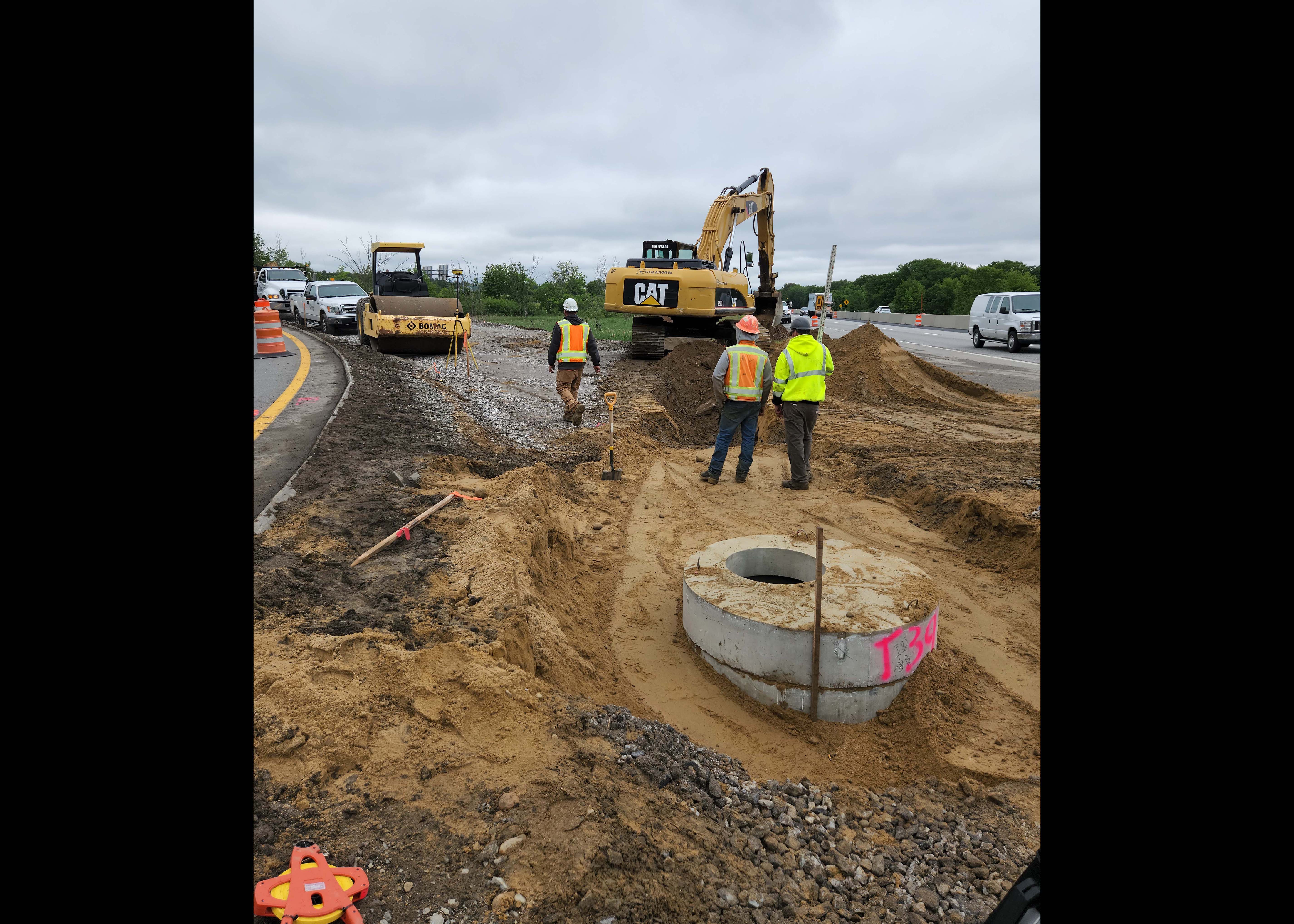 Temporary ramp and drainage installation on NH 101 on-ramp to Southbound F.E. Everett Turnpike - June 2022